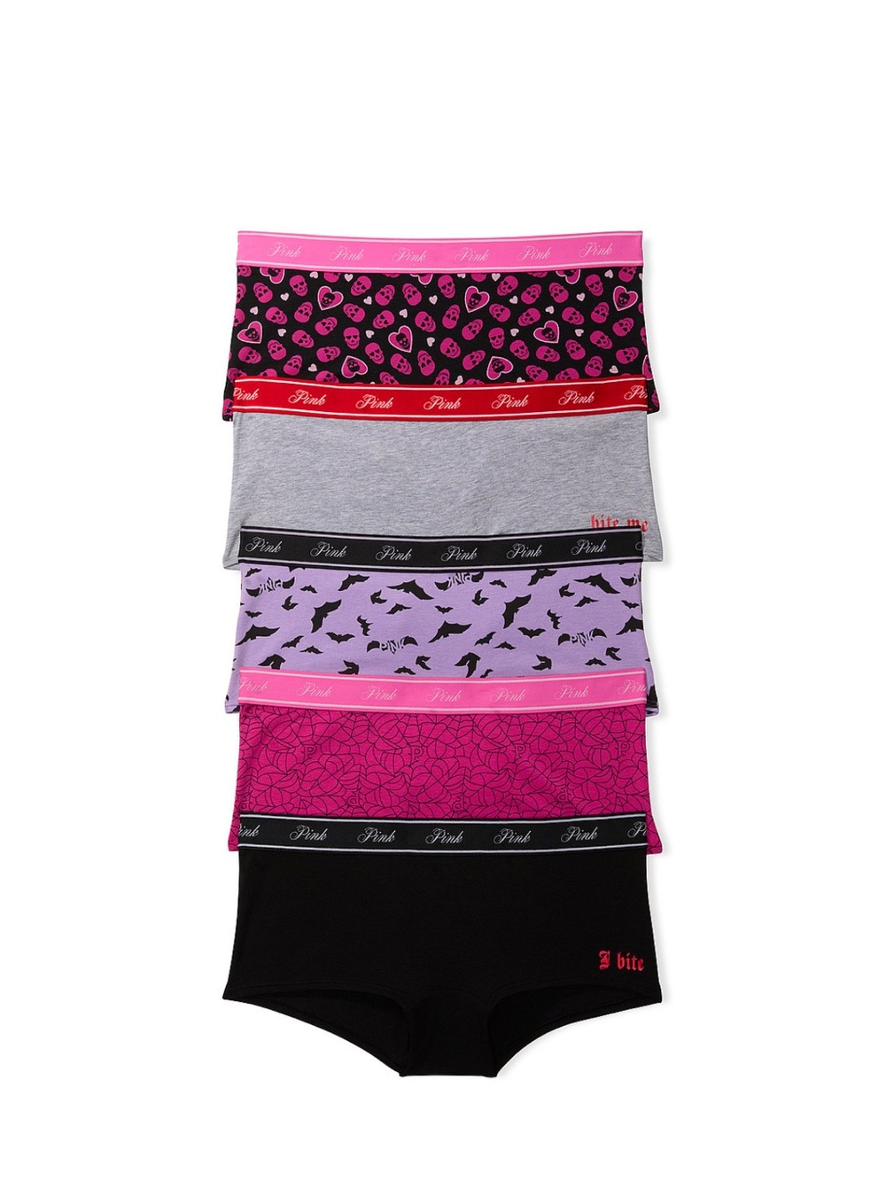 VS PINK HALLOWEEN Cotton Boyshort Panties Large Multi 5 Pack NEW
